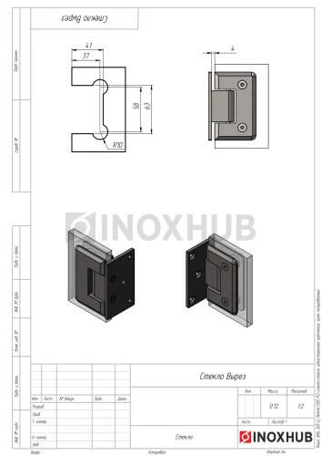 Петля (305 PC) стена-стекло одностороннее крепление, полированный хром Петля (305 PC) стена-стекло одностороннее крепление, полированный хром